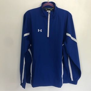 UNDER ARMOUR LOOSE Fit Men’s Blue/White 1/4 Zip Long Sleeve Pullover Sz L/G